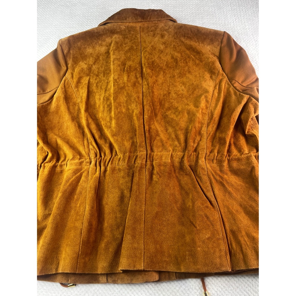 IMAN Genuine Leather Suede Moto‎ Jacket Women's 1X Brown Zipper Pockets - Picture 2 of 7
